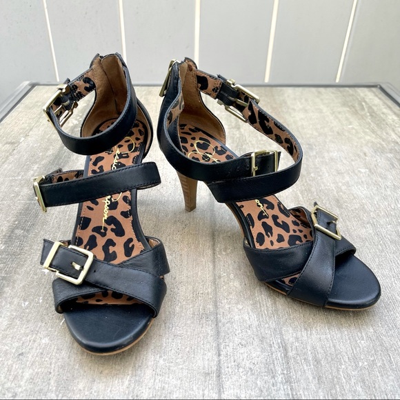 JESSICA SIMPSON Black Leather Strappy Heels - Picture 4 of 7